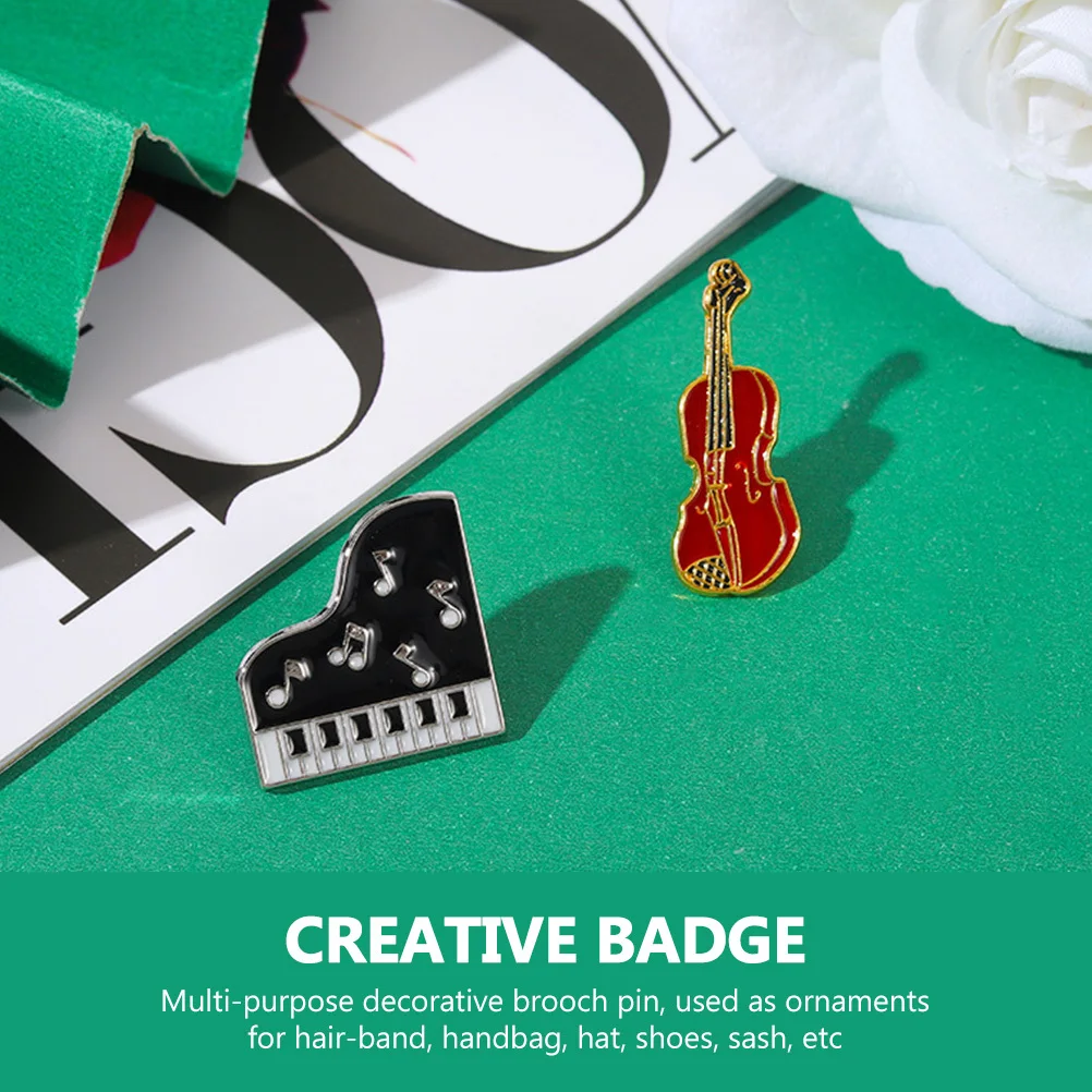

4pcs Musical Instrument Brooch Piano Violin Guitar Badge Creative Alloy Clothing For Hat Bag Shoe Sash Accessory