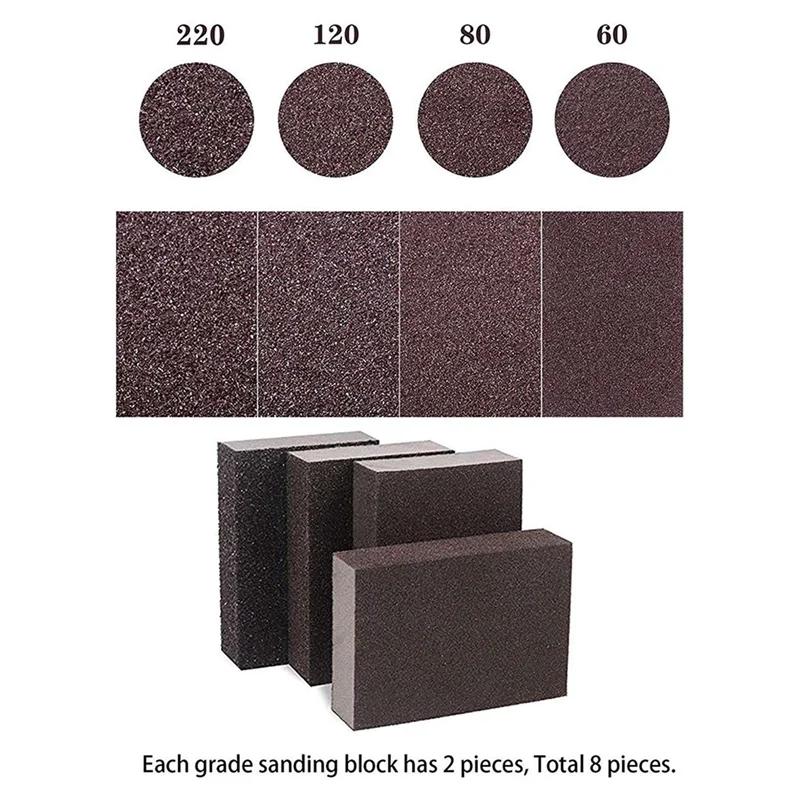 

【Hot Cake】16Pack Sanding Sponges Coarse Fine Sanding Blocks In 60-220 Grits Sand Foam Sandpaper For Metal Wood Polish