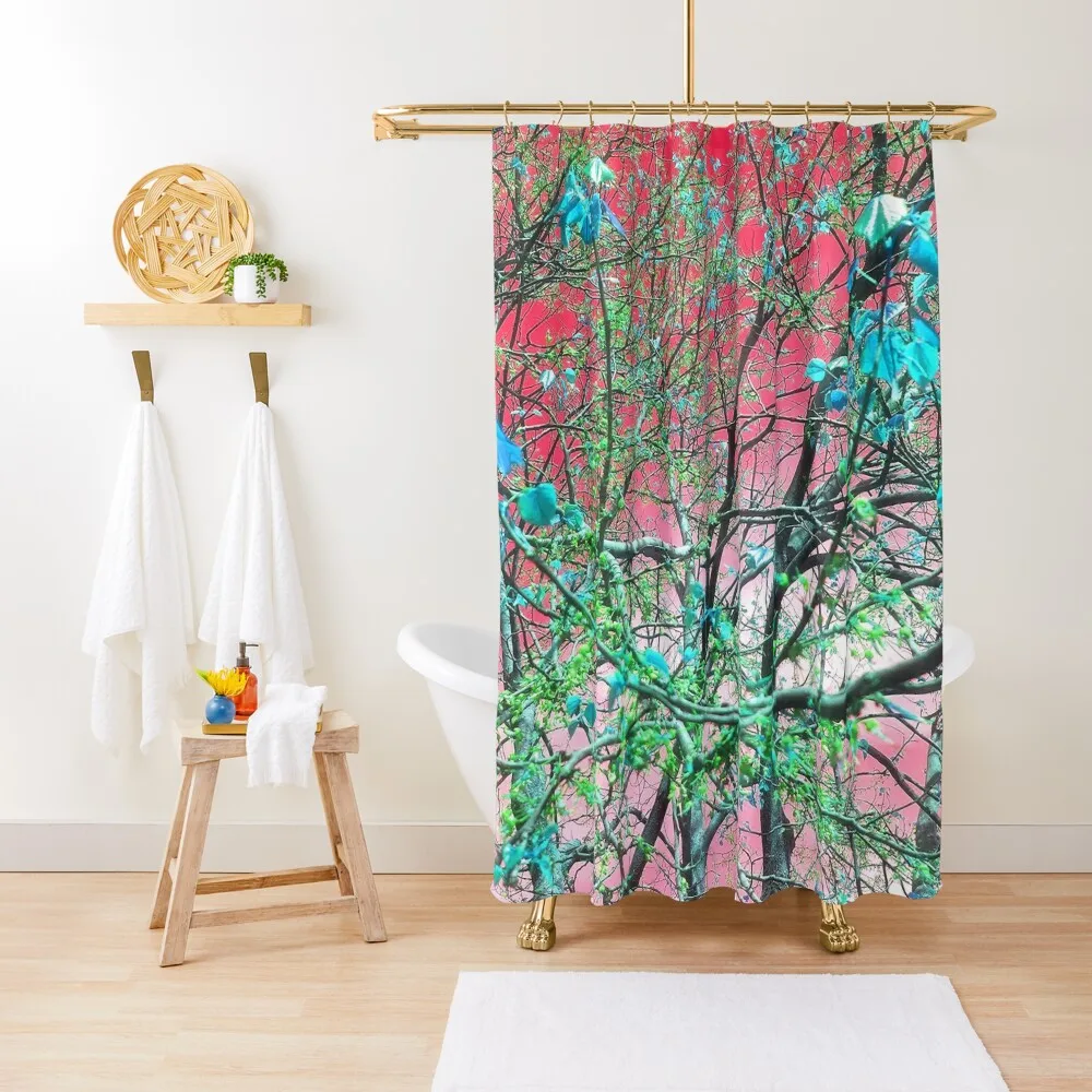 

Where Buds Are Blue And Red Shower Curtain Window For Bathrooms Waterproof Bathroom Shower Curtain