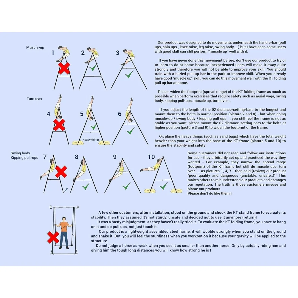 KT TOES DON'T TOUCH GROUND قابل للطي قائم بذاته، قضيب سحب لأعلى، محطة تمرين برج الطاقة القوية من أجل - الأفضل