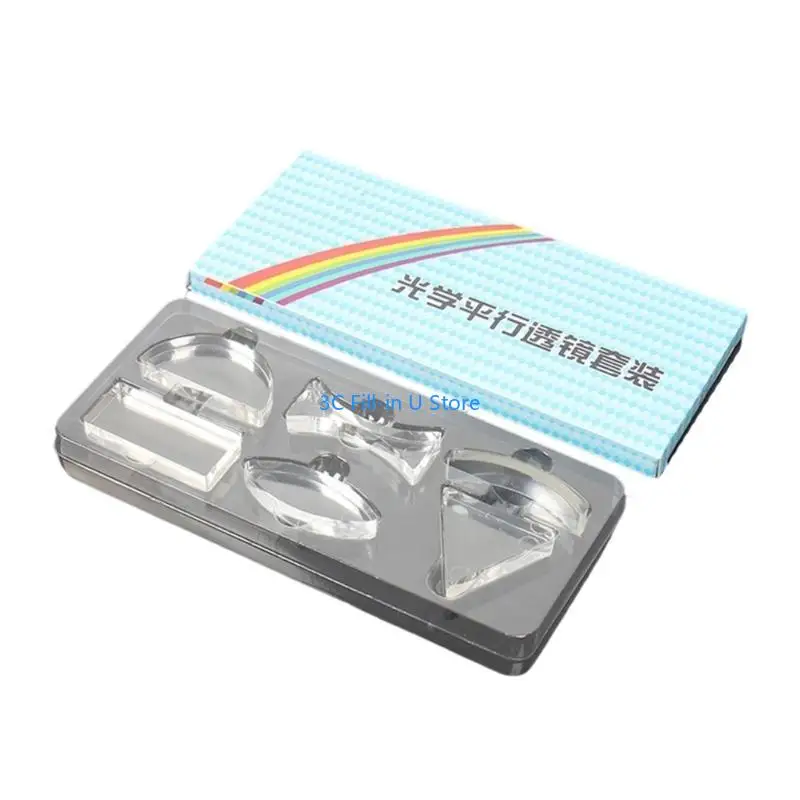 

G8TA 6pcs Physics Optics Эксперименты на установление Prism Triangular полукруглой прямоугольник