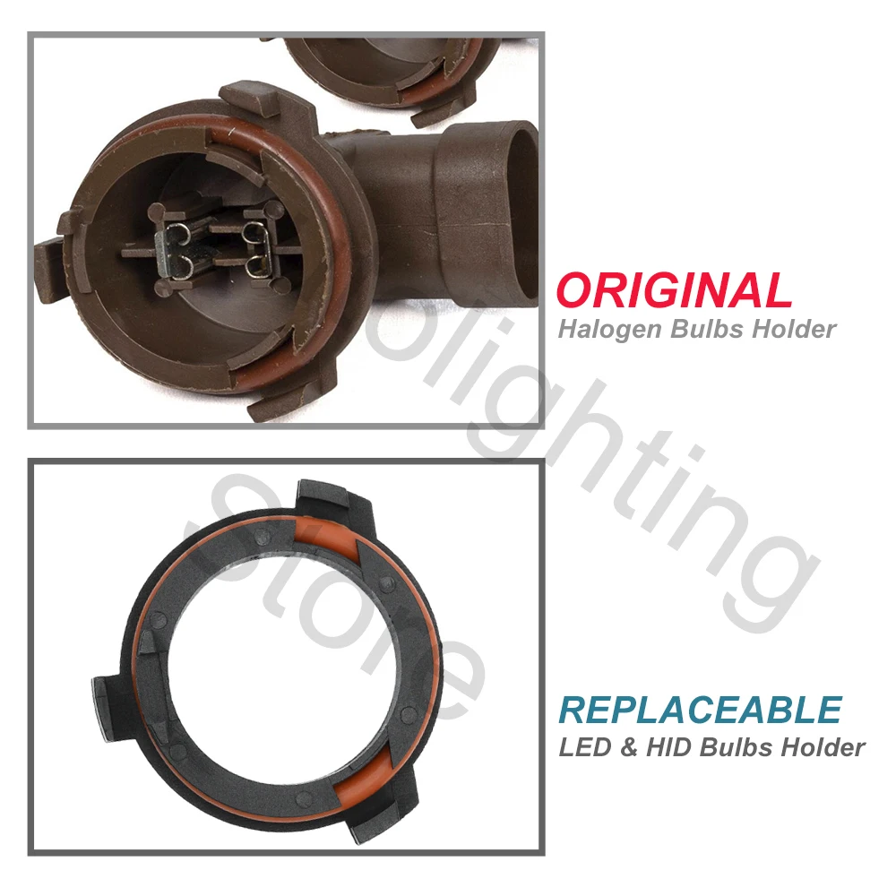 2Pcs H7 LED HID Headlight Bulb Retainer Clip Base Holder Headlamp Socket Adapter for Opel Astra G 1998-2005 Zafira A 1999-2005
