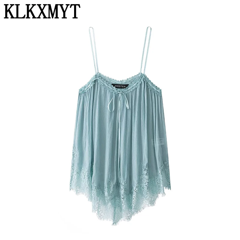 KLKXMYT Elegant Sexy Women Lace Top Translucent Sleeveless Backless Summer Tops Vacation Outfits Women New Fashion 2026