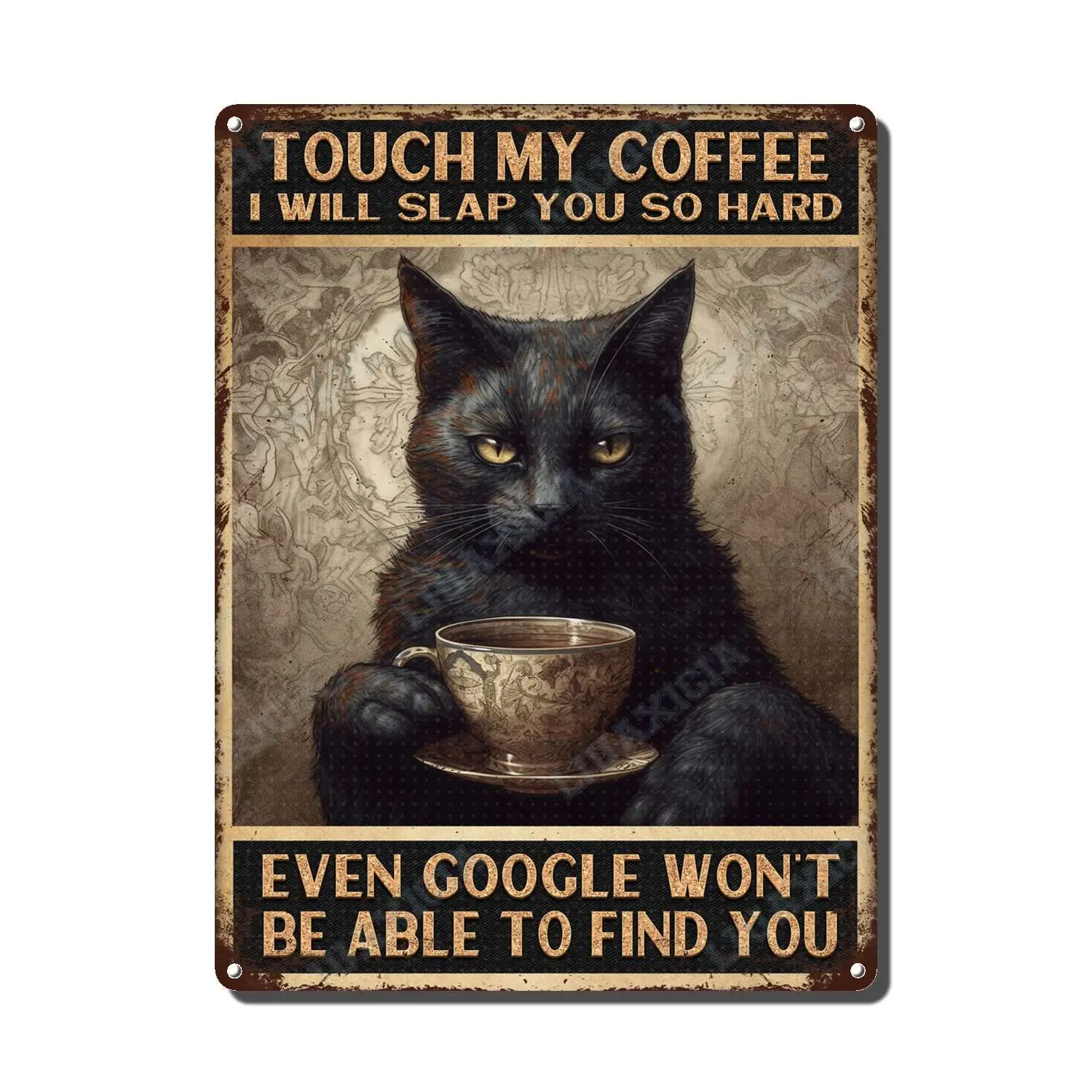 Letreros de hojalata de Metal Vintage, Póster Artístico de gato negro, Retro Touch My Coffee, decoración de pared para el hogar, sala de estar, dormitorio, gimnasio, Idea de regalos