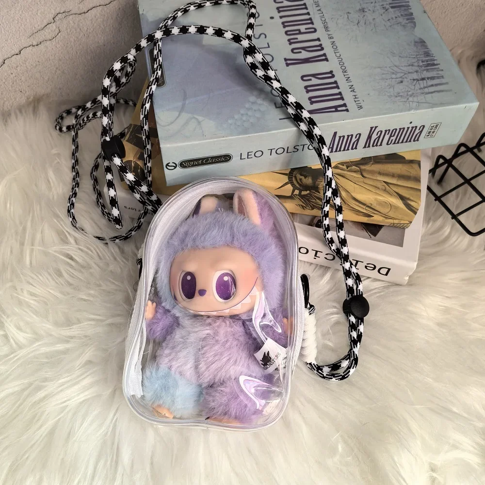 For 17cm Labubu Doll, 20cm Doll Protection and Storage Bag, Transparent PVC Doll Bag with Buckle