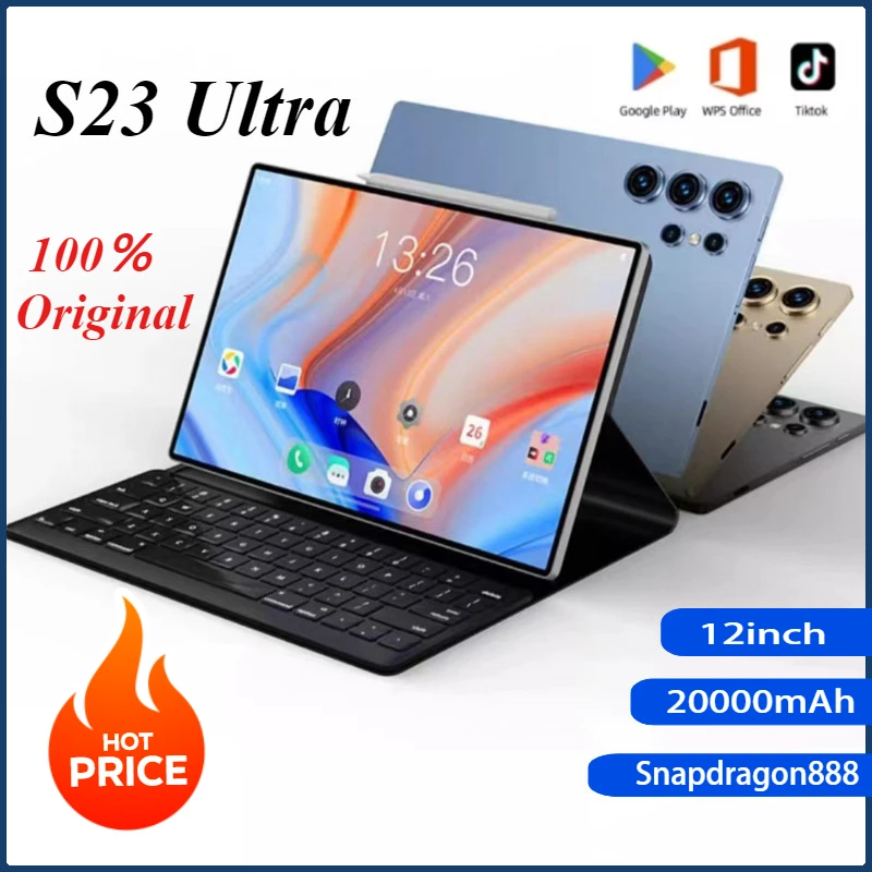 Original Global Version S23Ultra 4K Tablet PC 12inch Android14 16GB 1TB Snapdragon888 5G Dual SIM WIFI GPS 108MP iPad