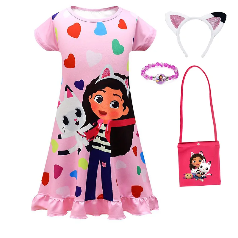 

Gabby's Dollhouse Kids Princess Dress Sleepwear Summer Cute Fashion Gabby Cats Girls Nightgowns Children Party Dresses Pajamas