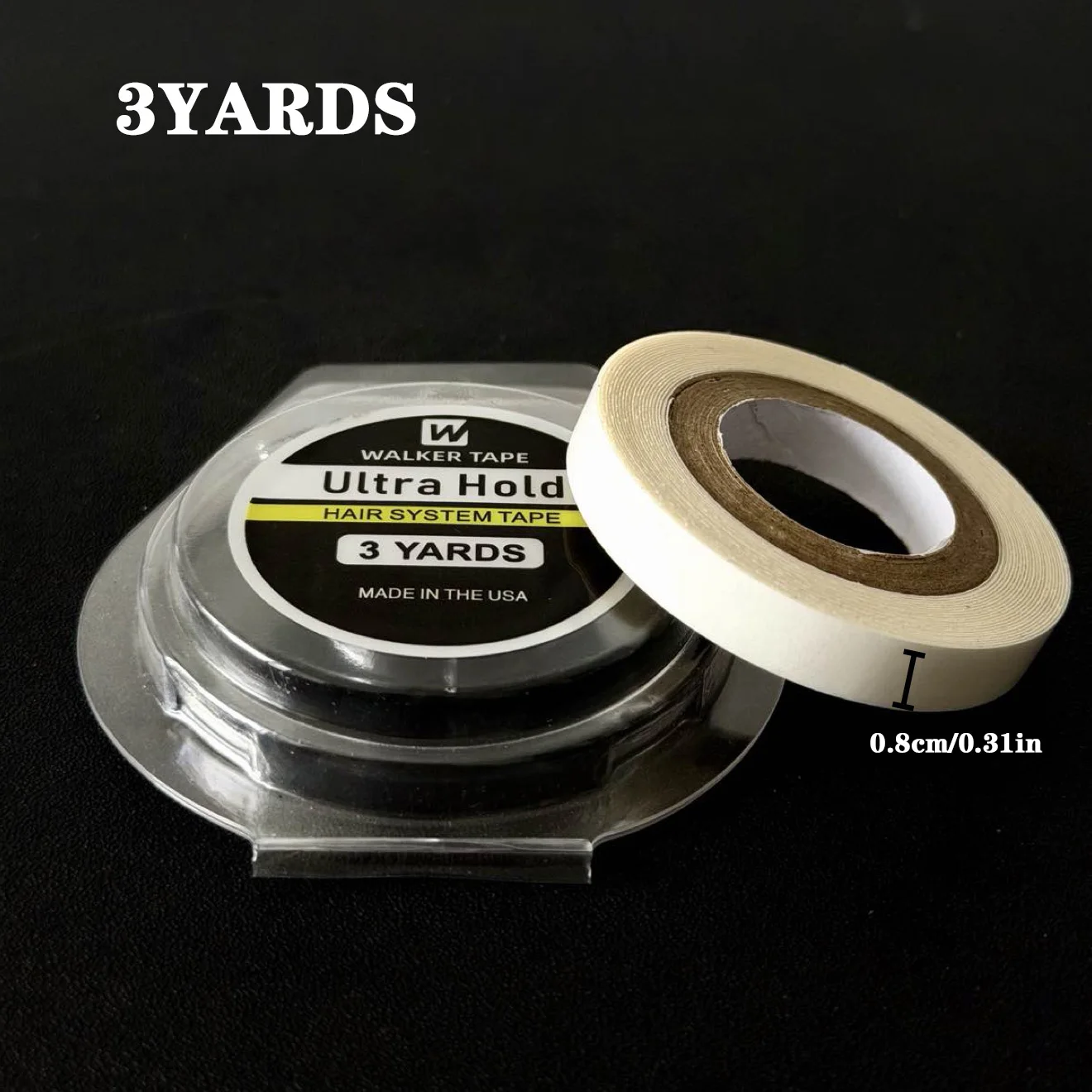 Walker Tape Ultra Hold 3 Yards Klebeband für Haarsysteme mit 5 Größen 0,8/1,0/1,27/2/2,54cm in Schalenverpackung für Perücken und Toupets