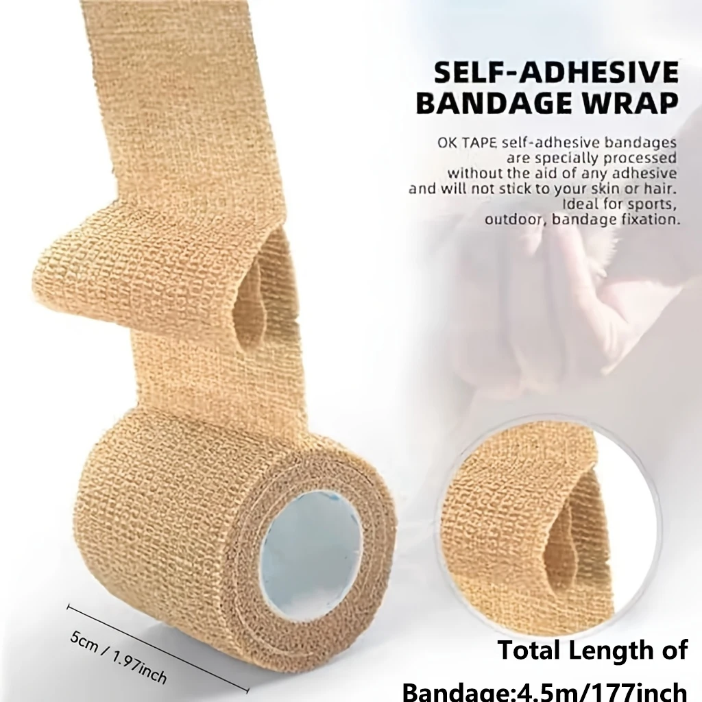 1 Roll Self-Adhesive Bandage, 2-Inch X 4.5-Meter Non-Woven Elastic Bandage, Colored Sports Tape for Wrists, Veterinary Wrap