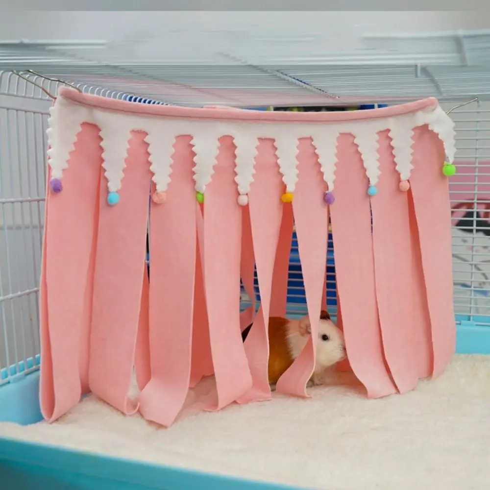 Practical Triangle Tassel Strip Pet Tent Soft Comfortable Hamster Tent Nest with Hook Shading Hamster Corner Nest for Pet Cage