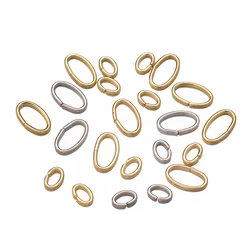 Anillo conector de salto ovalado de acero inoxidable dorado, 50 piezas, para pendientes, pulsera, collar, llave, suministros para manualidades