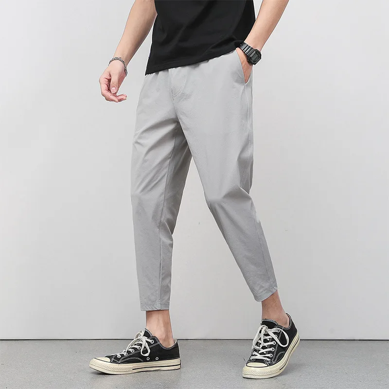 

Ice Silk Men's 2025 Summer Thin Brand Trendy Quick Dry Breathable Casual Men's Fashion Cropped Pants