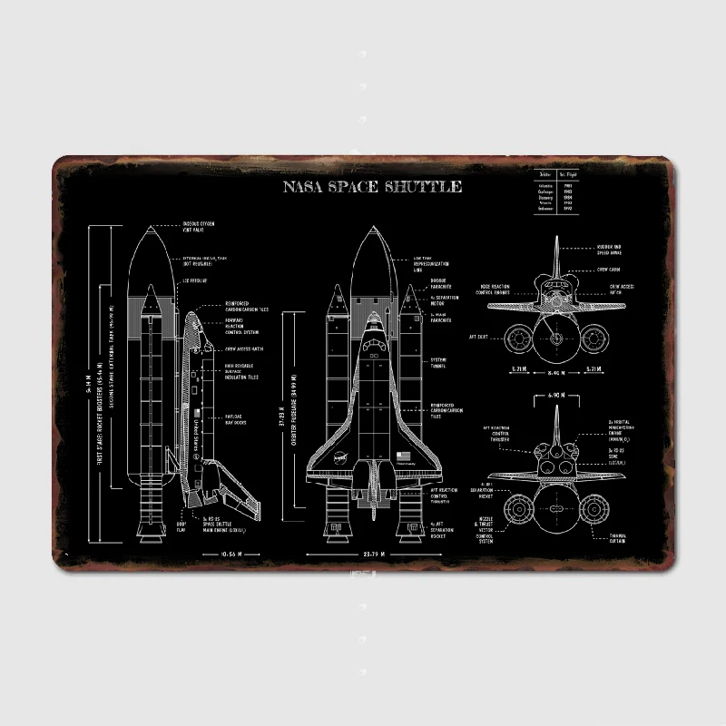 SPACE X Space Shuttle Metal Sign Wall Mural Kitchen Design Wall Decor Tin Sign Poster Room Decoration