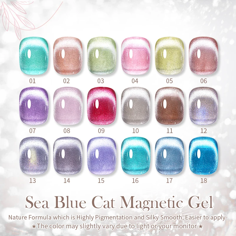 BORN PRETTY Sea Blue Cat Magnetic Gel Nail Polish 10ml Glitter Snowlight Semi Permanent Sparkling Magnet Nail Gel Varnish