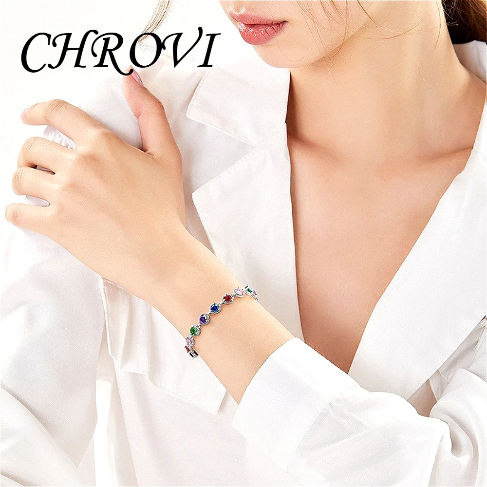 Luxuriöses 925 Sterling Silber Neues Modisches Farbiges Zirkonia-Handkettenarmband für Damen - Vielseitiges Handstück-Armband – Detail 6