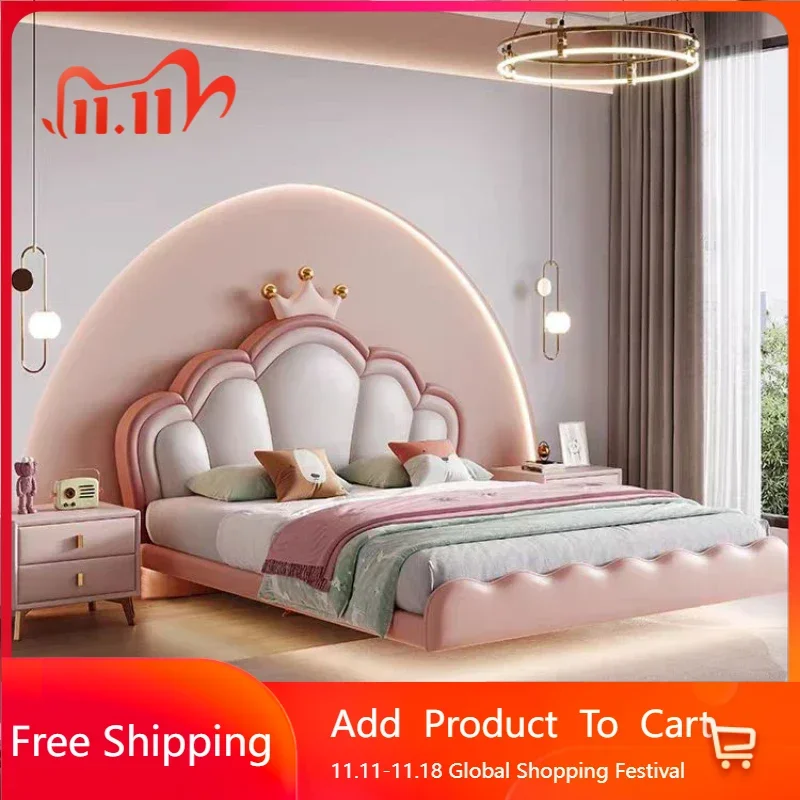 Modern Girls Childrens Bed Luxury Pretty Pink Comferter Bed Princess Loft Camas De Dormitorio Furniture Home