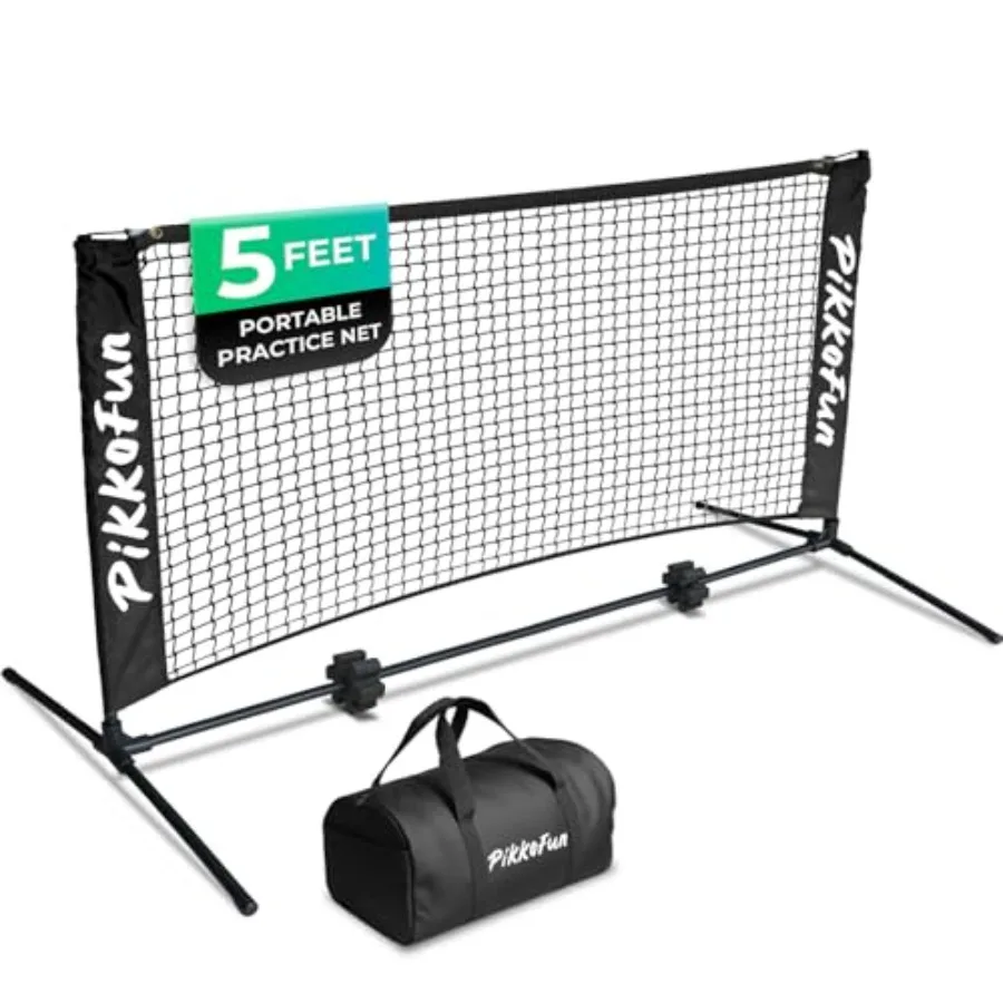 

Mini Pickleball Net 5 FT Wide Small Portable Dink Practice Net for Indoor Outdoor 60-Second Tool-Free Setup Carry Bag Included
