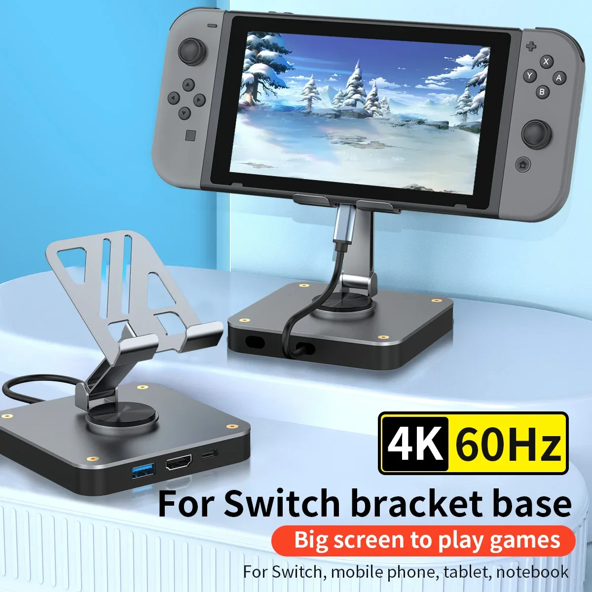 USB-C dockingstation tablet/telefoon opvouwbare standaard met 4K 60HZ HDMI PD 100W USB 2.0-poorten voor iPad Pro/Air iPhone 16 Switch Mac