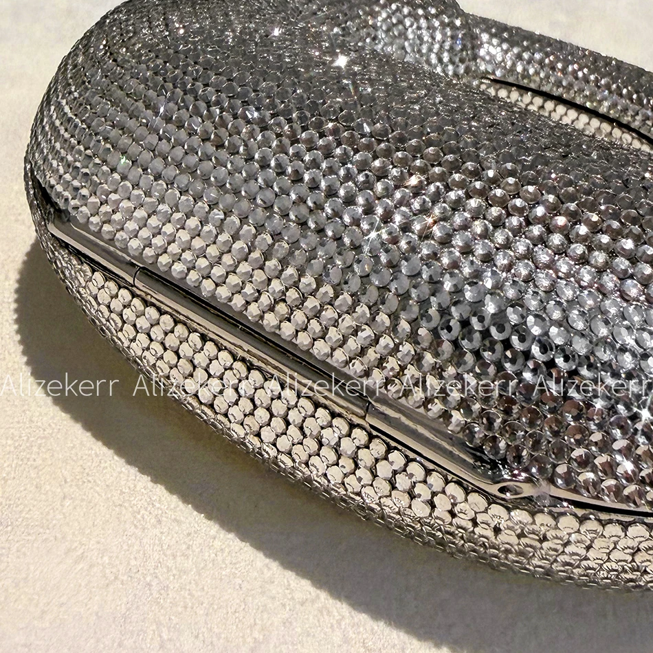 Alizekerr Women Circular Ring Shaped Rhinestone Evening Bag Ladies Hard Shell Crystal Clutch Purse For Cocktail Wedding Banquet
