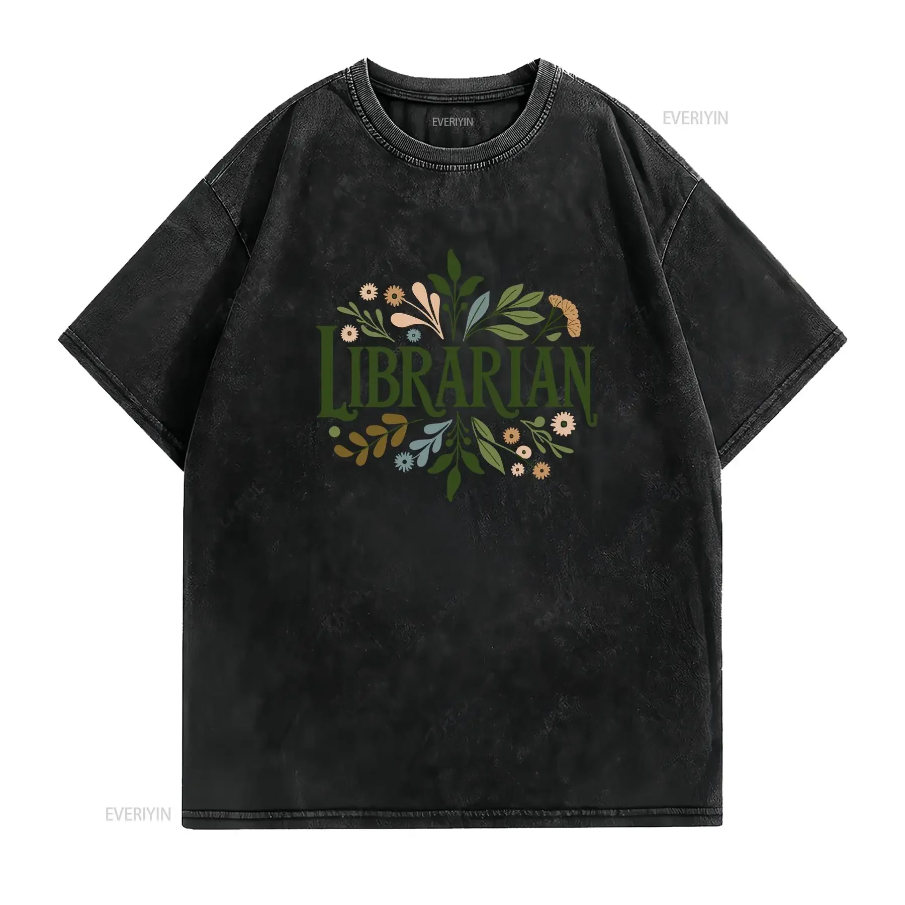 Librarian T Shirt Book Lover Library Reading Bookworm Literary vintage Washed graphic Slightly Top For Everyday Wear Breathable