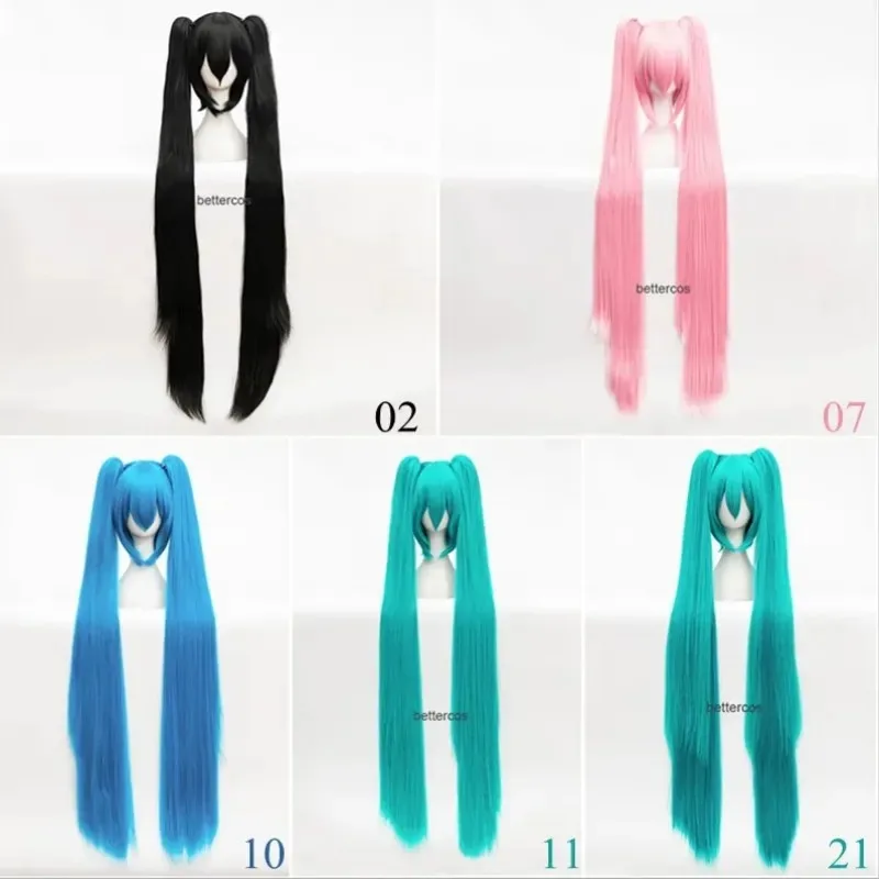 高品質ボーカロイドミクコスプレウィッグロング耐熱人工毛クリップポニーテールウィッグ-ウィッグキャップ