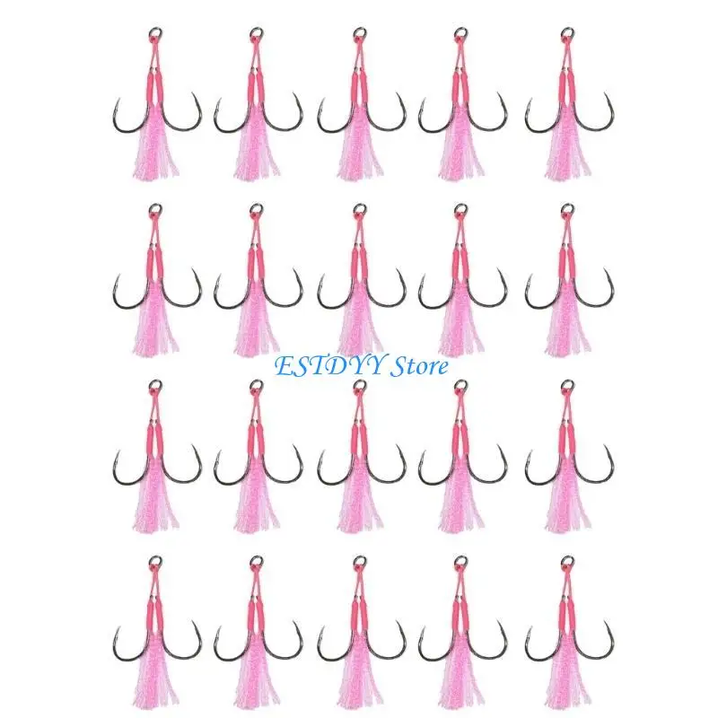

G6DE 20Pcs Double Fishing Assist Hook Kits Small Sea Fishing Jigging Lures Hook