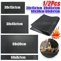 Bar Mat Rubber Coffee Bar Mats Anti-slip PVC Cup Mat Waterproof Heat Resistant Drain Mat for Bar Cafe Barista Cocktail Bartender