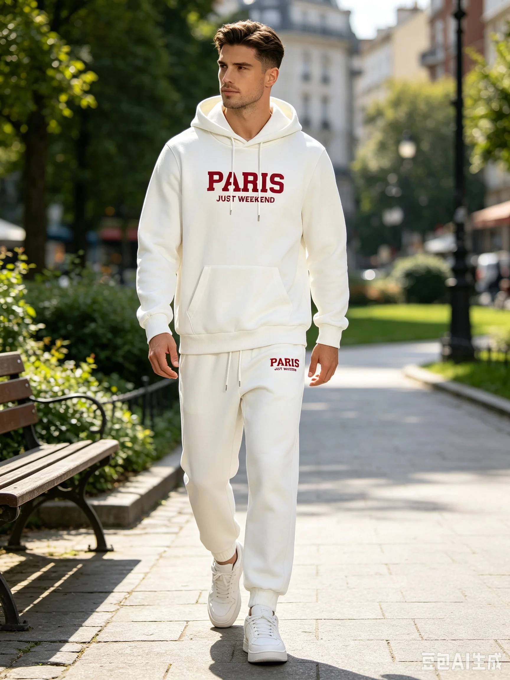Spring Autumn Print 2 Piece Tracksuit Loose Fit Hooded Sweatshirt Drawstring Jogger Pants Running Play Sport Matching Suit