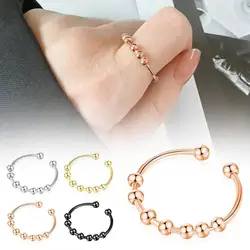 Steel Rotating Bead Rings Anti Anxiety Gifts Anti Rotary Accessories Stress Jewelry Freely Adjustab