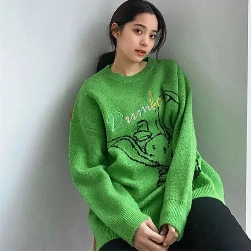 Ouyang Nana Celebrity Style 2023 New Small Flying Elephant Jacquard Loose-Fit Sweater Knitted Top Jacket For Couples