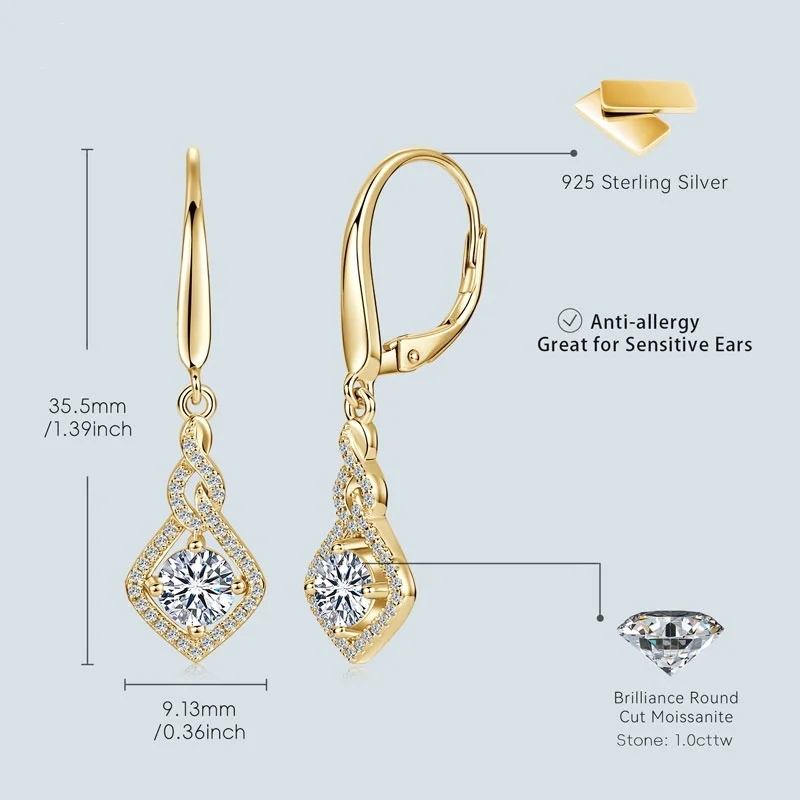 IOGOU D0.5CT VVS1 Moissanite Open Flame Drop Earrings for Women  High Quality 925 Silver 2025 Trend Jewelry Certified Original