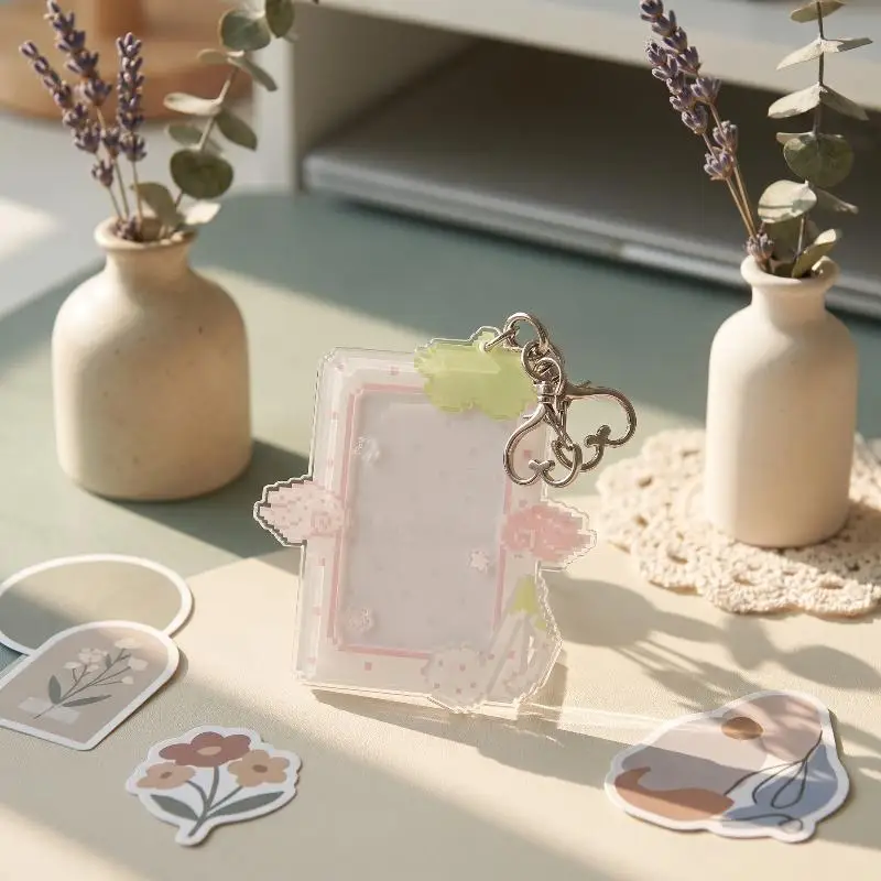 1 unidad de llavero colgante para mochila, de moda Kpop, con diseño de nota musical de acrílico de 3 pulgadas, para guardar tarjetas de fotos de ídolos