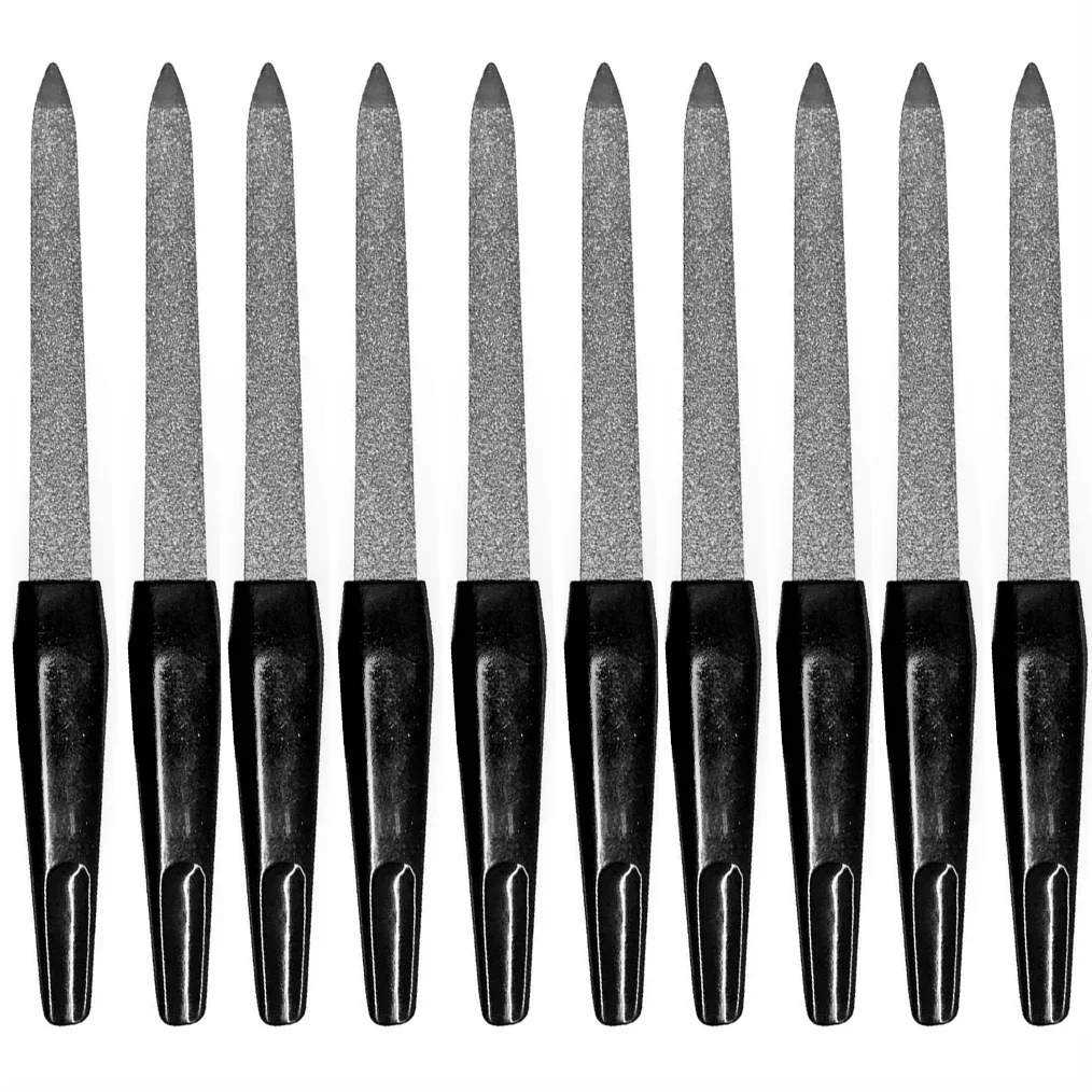 

10 шт., профессиональная пилочка для дизайна ногтей «сделай сам», металлическая пилочка для ногтей, двухсторонняя высококачественная пилочка для ногтей, инструменты для маникюра и педикюра