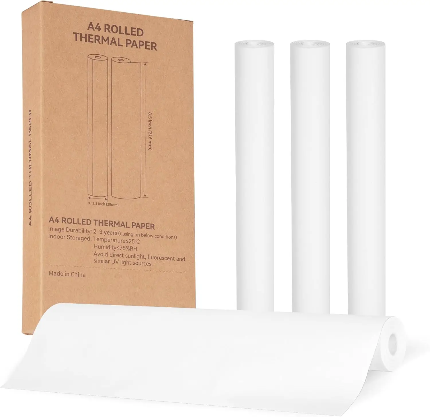 

4 Rolls 8.5x11 Portable Thermal Paper, US Letter Size Quick-Dry for A41 Printer, 100 Sheets per Roll