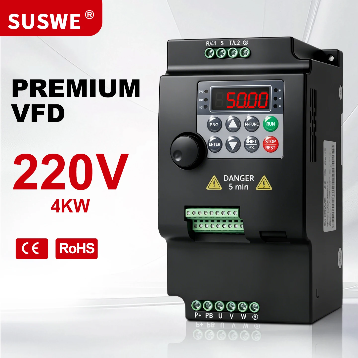SUSWE  Mini VFD Drive220V/380V 0.75/1.5/2.2/4/5.5/7.5/11/15KW 1HP/2HP/3HP Economical  Converter for Motor Speed Control Inverter