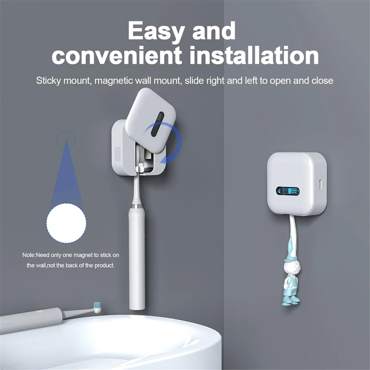 

ABXHH Portable Toothbrush Cleaner with USB Rechargeable, Compact Design for Travel, Home, and Office Use, Fits All Brush Sizes