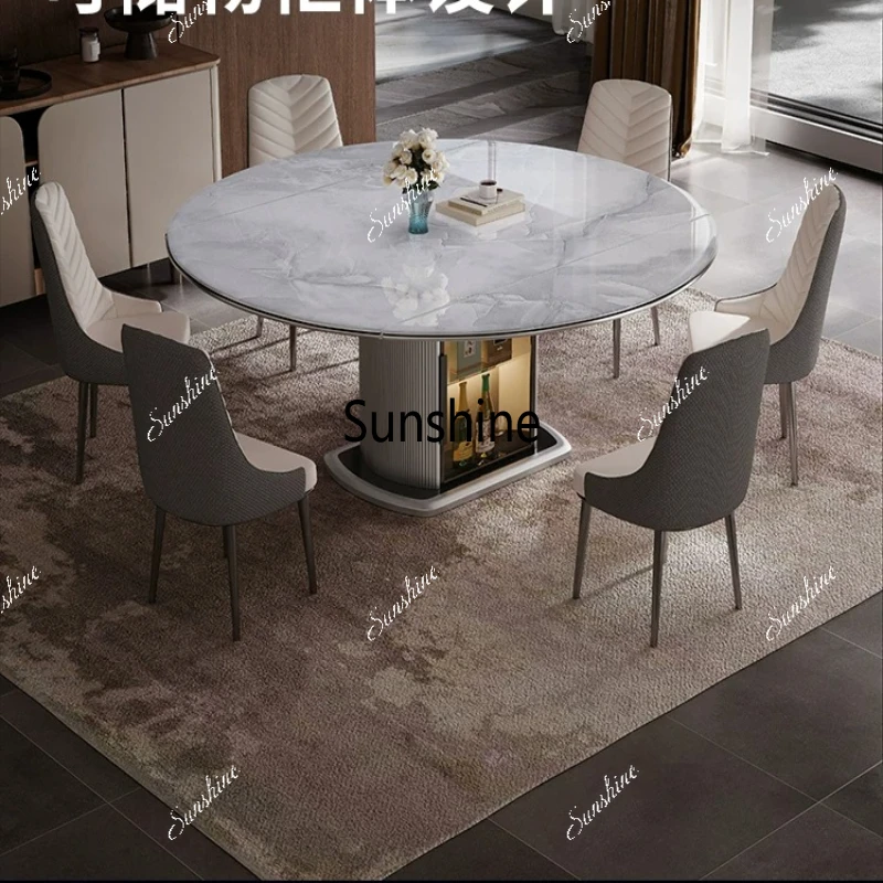

Marble solid wood storage dining table modern simple telescopic household small apartment multi-function