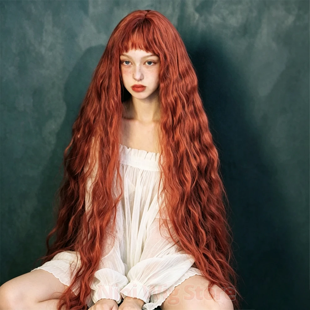 Forest Lolita Long Curly Wig Fashion100cm Cosplay Synthetic Wig With Bangs For Women Halloween Cosplay Daily Use Heat-resistant