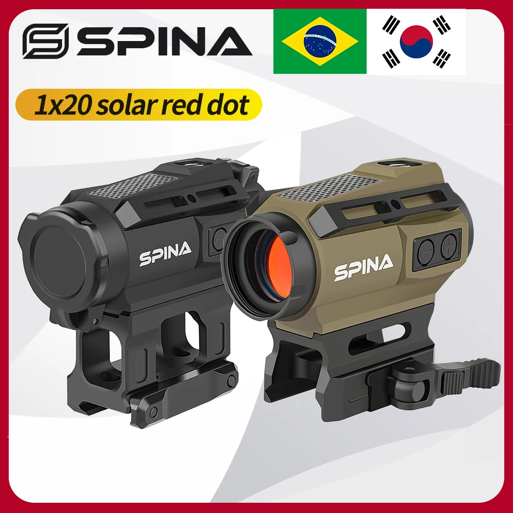 

SPINA OPTICS HD 1x30 Solar Energy Red Dot Two Transformation Point Scope Sight Hunting QD Mount AR CQB .223 5.56 .308 7.62