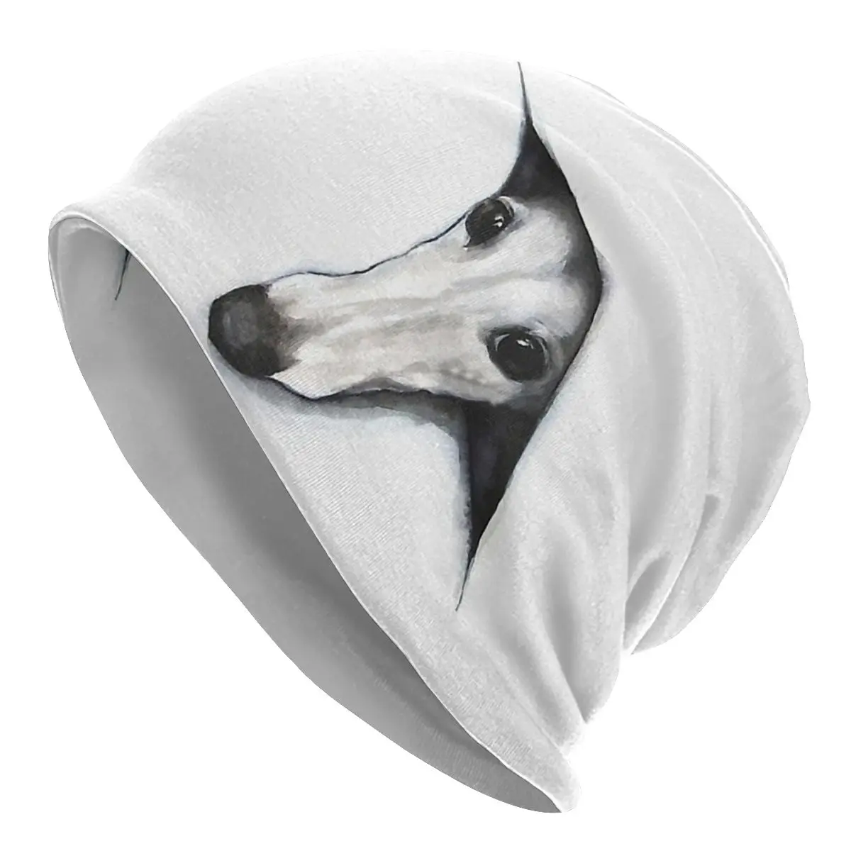 Peeping Whippet Geryhound Greyhounds Dog Autumn Female Thin Beanies Cycling Unisex Skullies Bonnet Hats