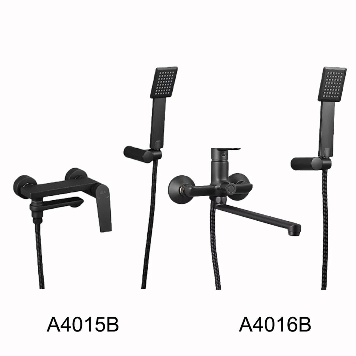 

Black Bathtub Faucet In Wall Rotating Spout Bathroom Tub Mixer Tap Single Handle Mixing Valve Handshower Shower System