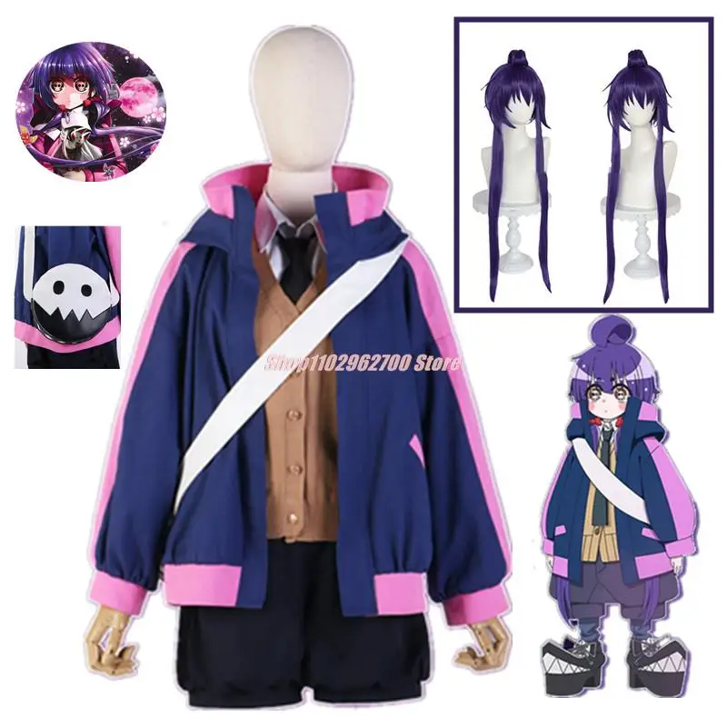 

Dark Gathering Anime Cosplay Costume Women Cute Party Suit Coat Vest Shirt Pants Bag Halloween Carnival Uniforms Purple Wig