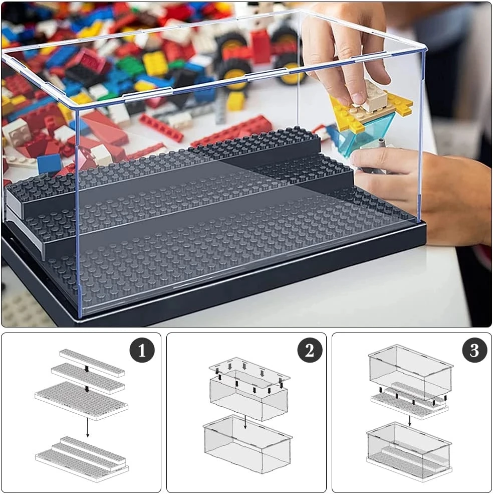 Display Case for Minifigures Action Figures Blocks, Display Box Storage Fit for Lego Minifigure for Building Assembly Toy Model