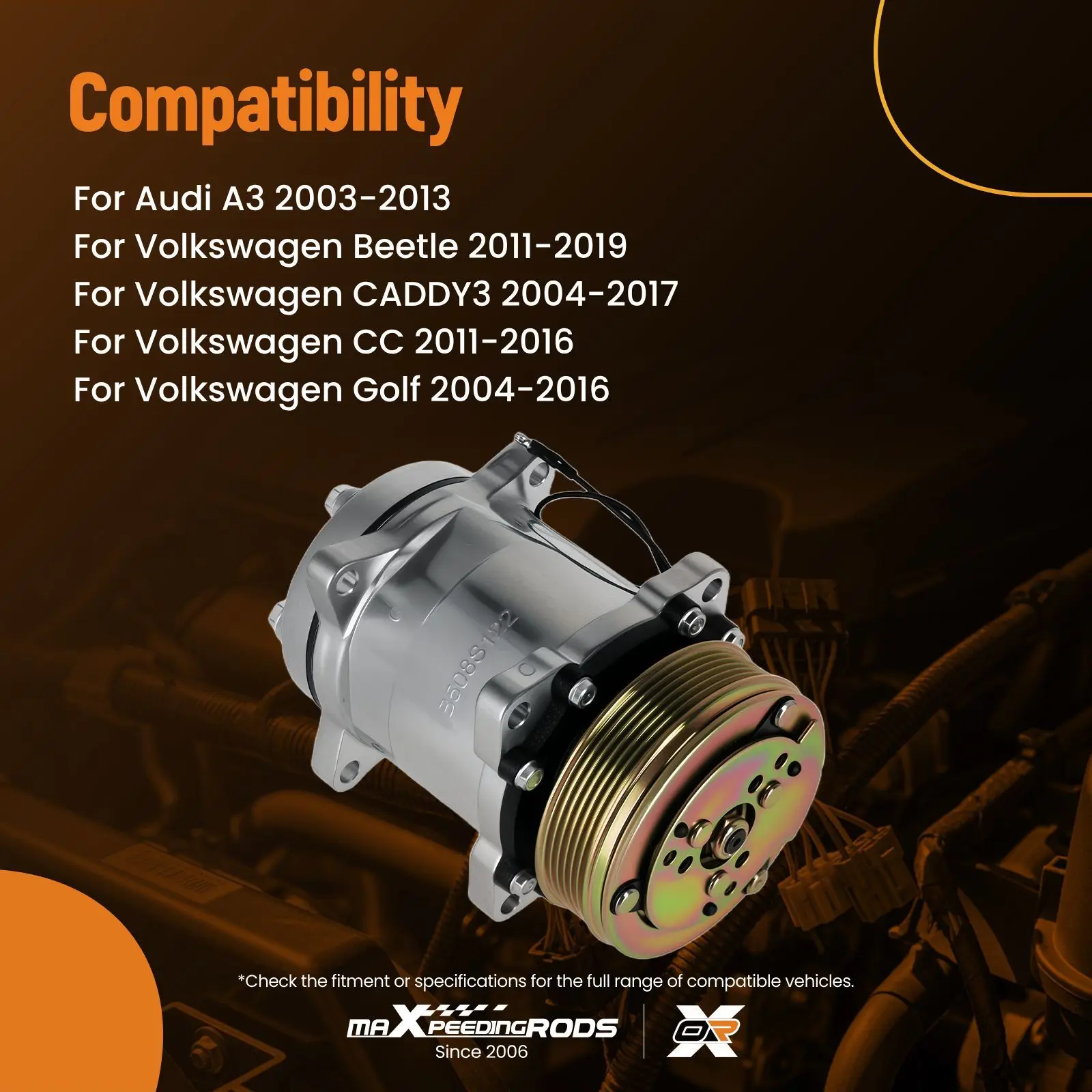 AC Compressor w/Clutch for VW Jetta 2005-2017 for Golf Touran 1K0820808BX PXE16 1K0820803G