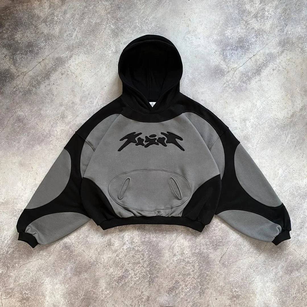 

Autumn/Winter New Zipper Hoodie Y2K Vintage Color Blocked Patchwork Sports Shirt Women's Hip Hop Gothic Harajuku Loose Pullover