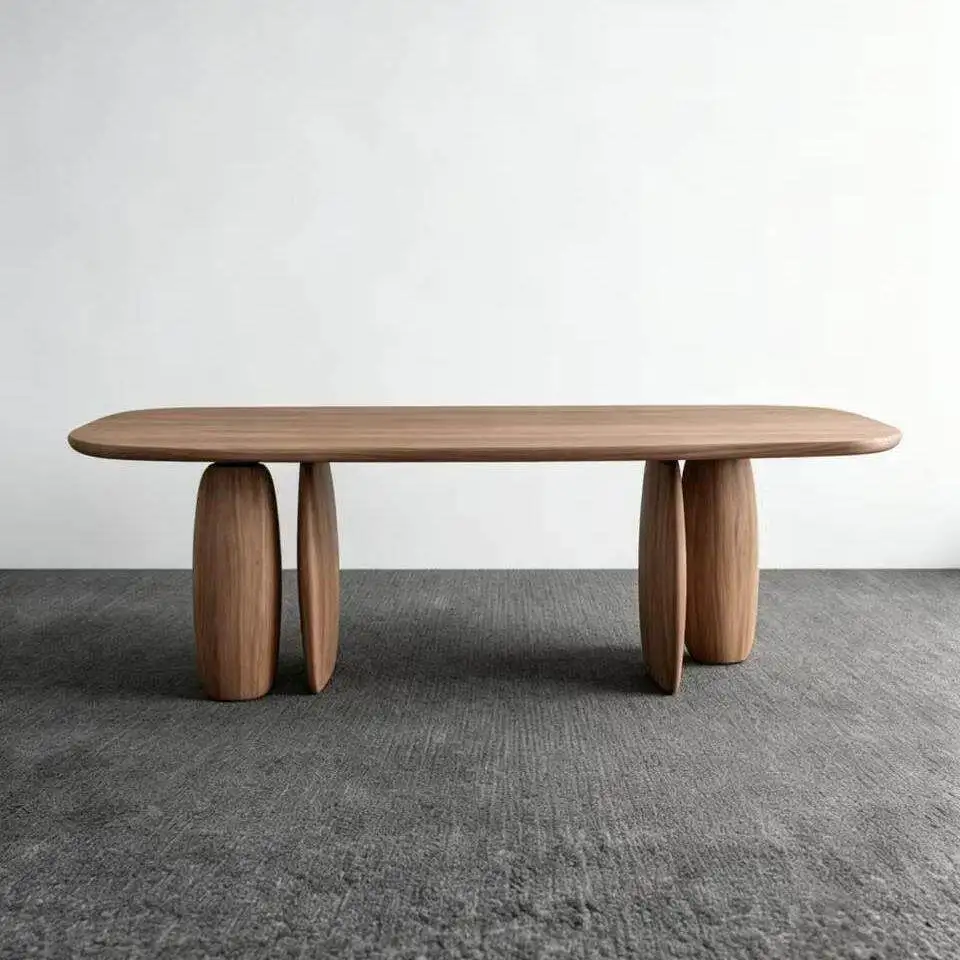 Medieval black walnut solid wood dining table simple retro tea table large board dining table desk