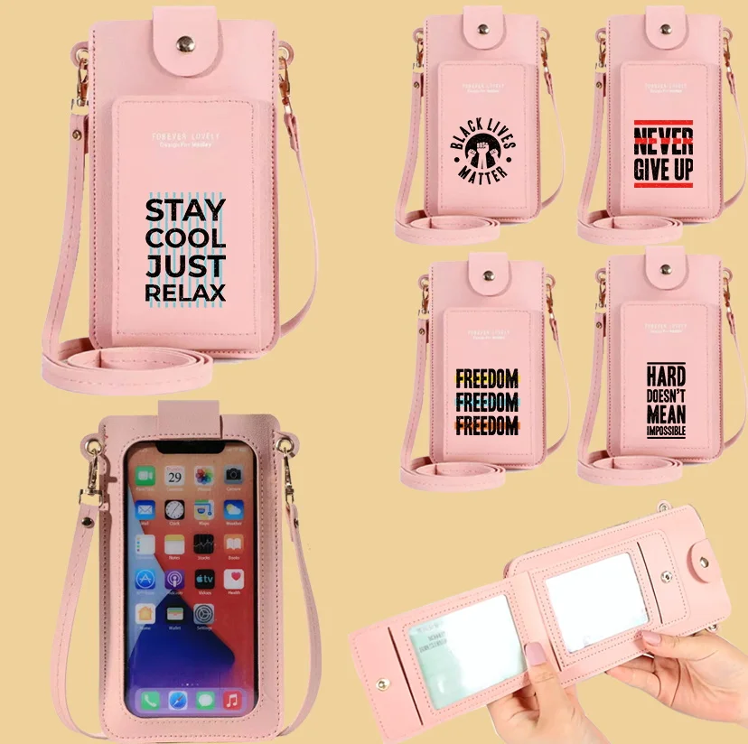 

Mobile Phone Pack Word Printing Series Luxury Design Crossbody Bag New Women Simple Portable Fashion Cell Phone Bag