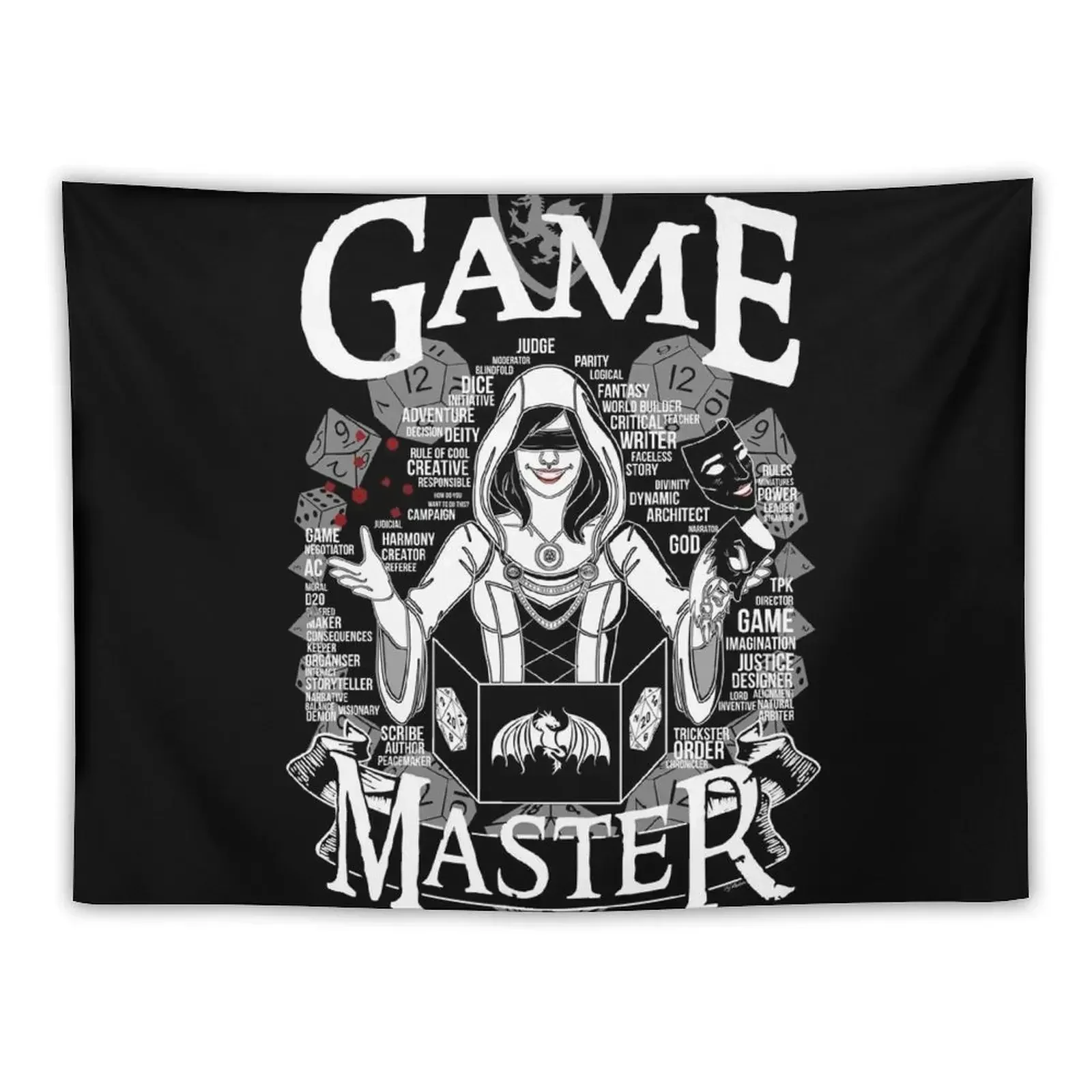 Female Game Master - White Tapestry Hanging Wall Room Aesthetic Tapestry