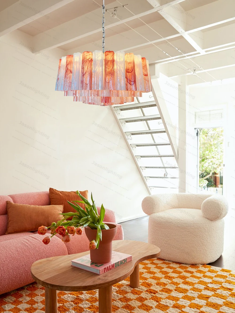 Pink Romance Glass Colletion Gold Silver Chandeliers