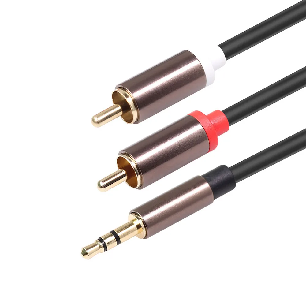 

1 Meter All Copper Gold-Plated 3.5 Revolution 2RCA Dual Lotus Phone Computer Connection Amplifier Subwoofer Audio Cable